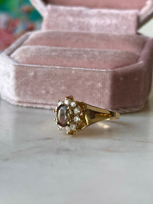 14k Zultanite and White Topaz Floral Ring