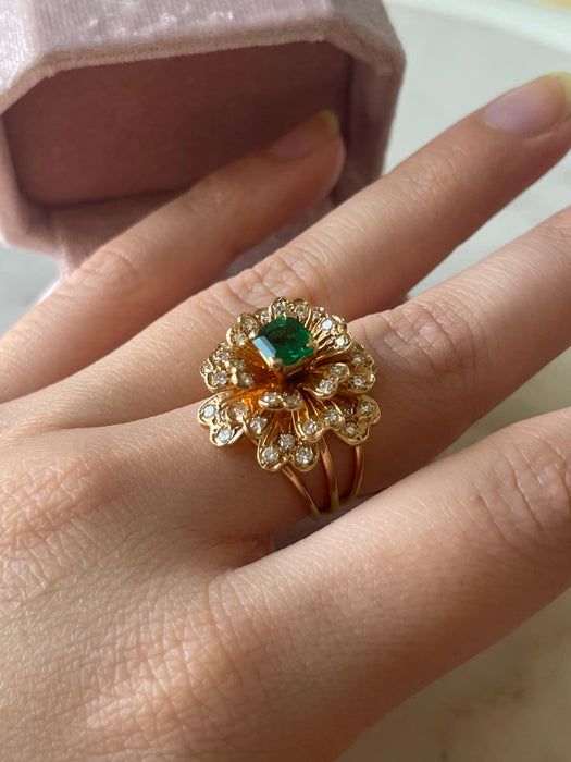 14k Emerald and Diamond Ring