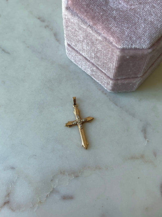 14k Diamond Cross