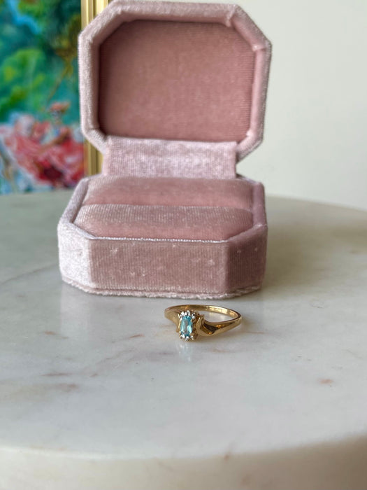 10k Blue Topaz and Diamond Ring