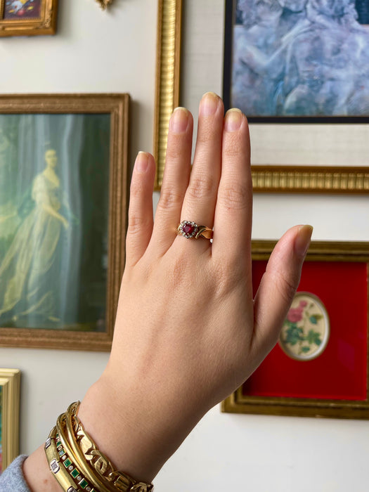 10k Heart Shaped Ruby and Diamond Ring