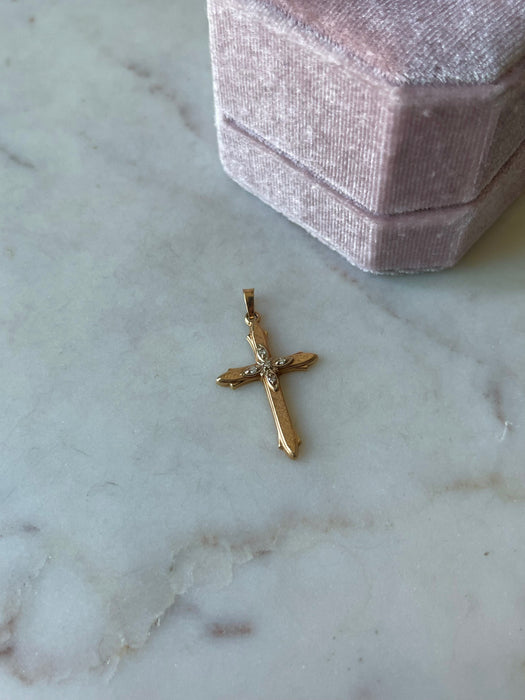 14k Diamond Cross