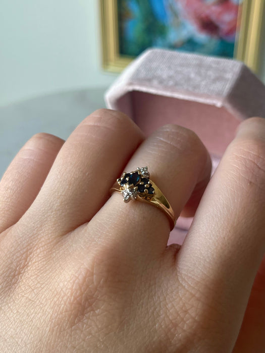 10k Blue Sapphire and Diamond Ring