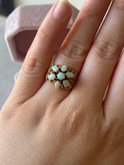 14k Opal Cluster Ring