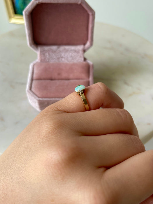 10k Opal and Diamond Ring