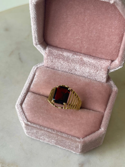 14k Emerald Cut Garnet Ring