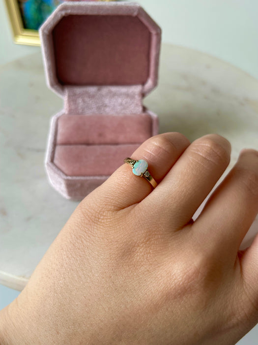 10k Opal and Diamond Ring