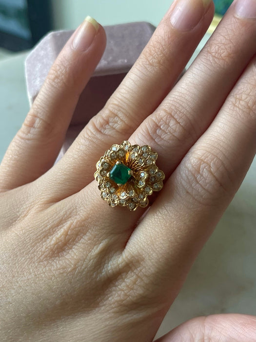 14k Emerald and Diamond Ring