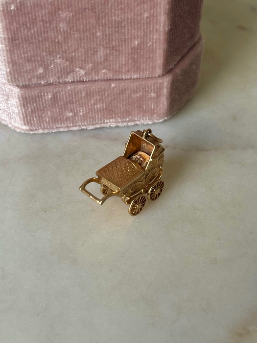 9k Baby Carriage Charm