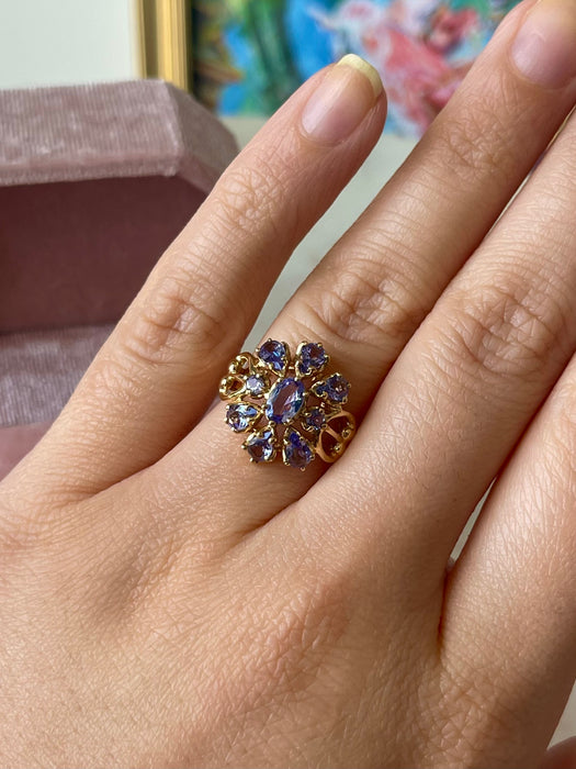 10k Tanzanite Cluster Ring