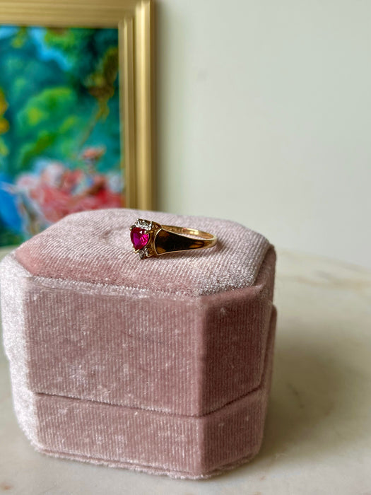 10k Ruby and Diamond Heart Ring