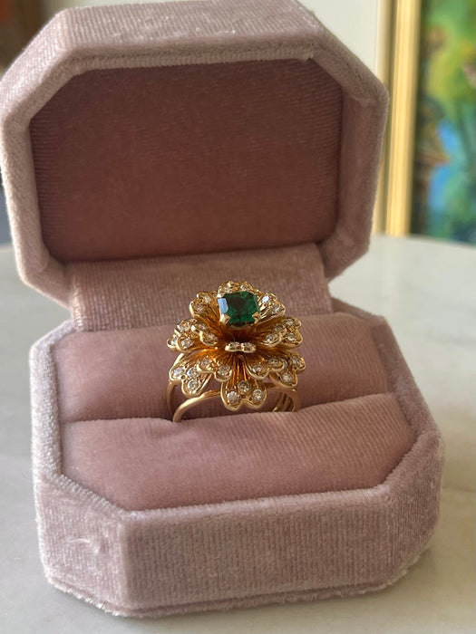 14k Emerald and Diamond Ring