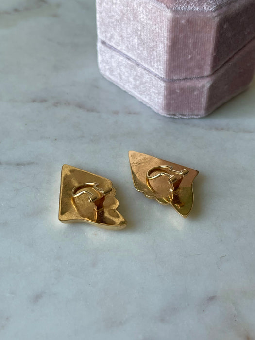 14k Puffy Wave-Like Earrings