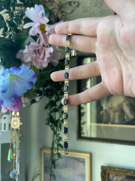 10k Blue Sapphire and Diamond Bracelet