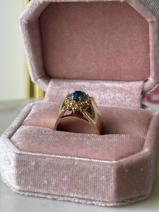 14k Blue Sapphire and Diamond Ring