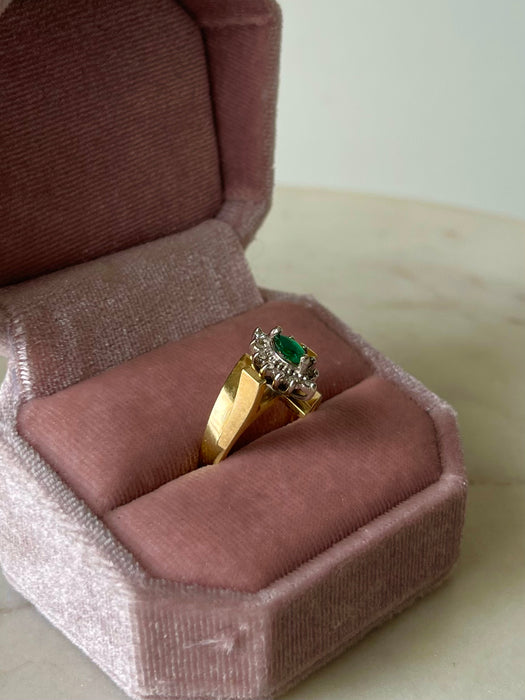 14k Emerald and Diamond Ring