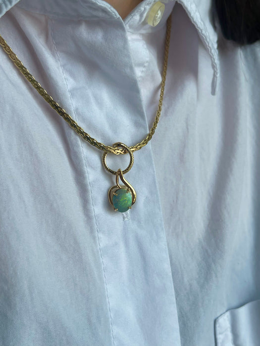 14k Blue Opal Pendant