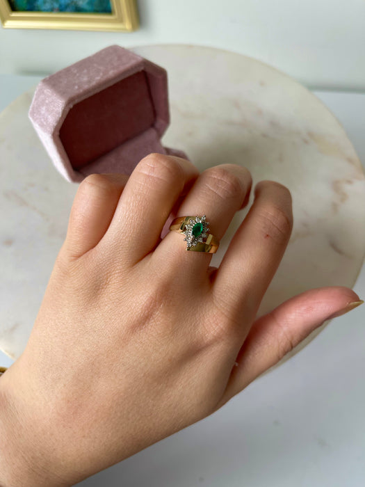 14k Emerald and Diamond Ring