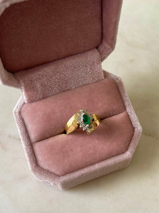 14k Emerald and Diamond Ring