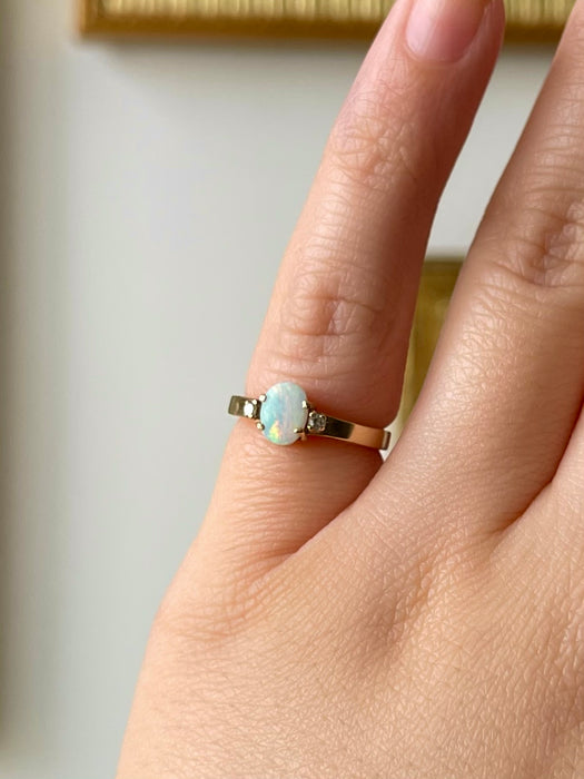 10k Opal and Diamond Ring