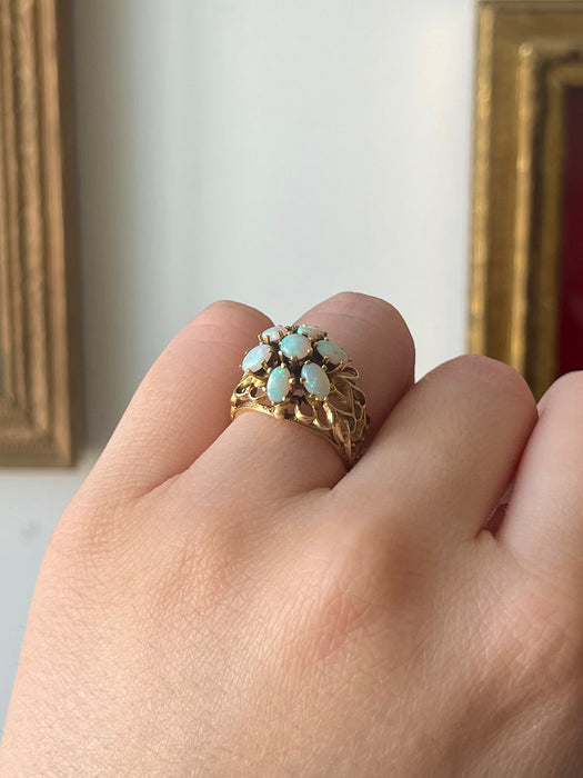 14k Opal Cluster Ring