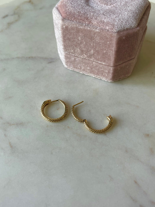 14k Diamond Medusa Mini Hoops