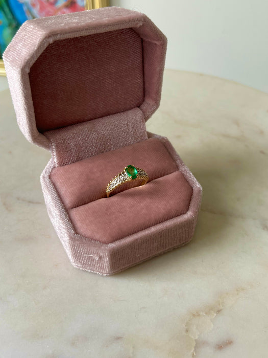 14k Diamond and Emerald Ring