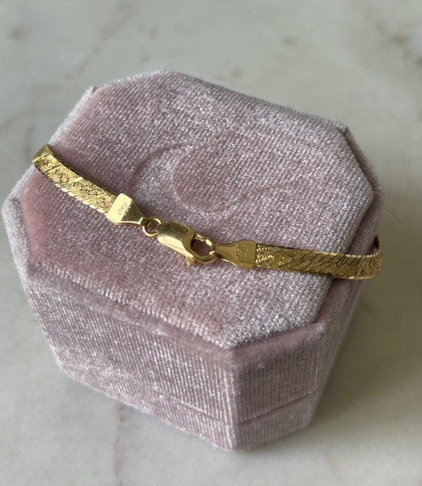 14k Dual Sided Herringbone Bracelet