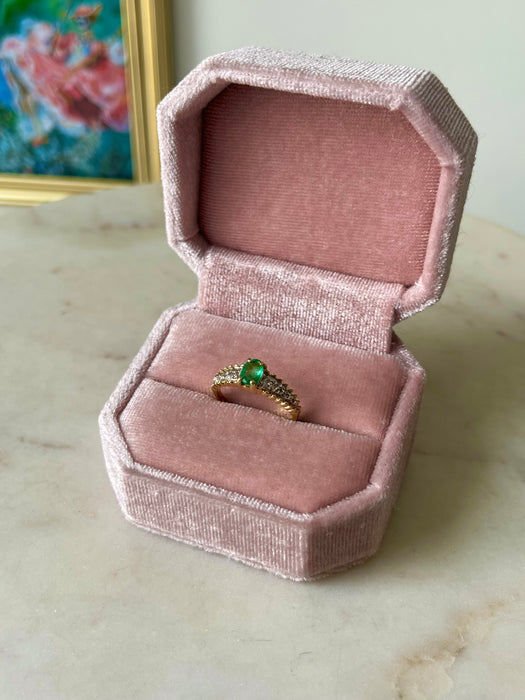 14k Diamond and Emerald Ring