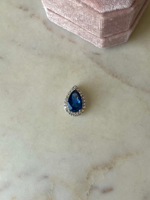 10k Pear Shaped Blue Sapphire and White Topaz