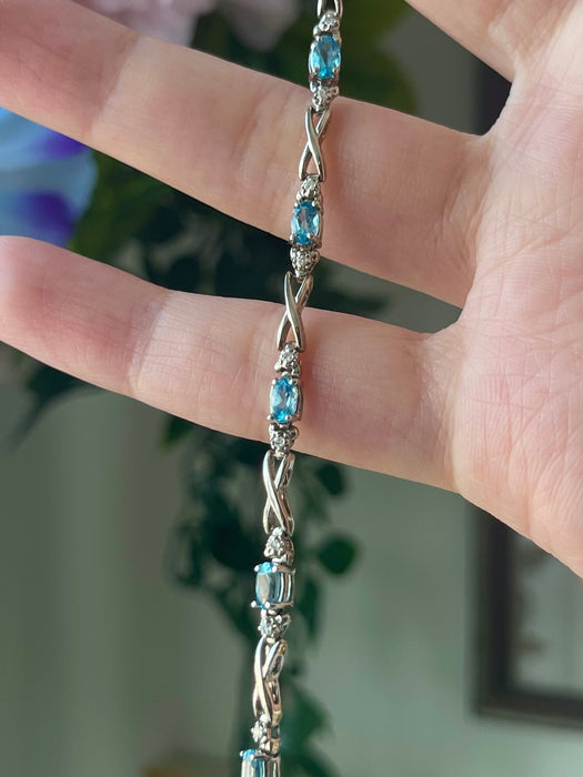 14k WG Aquamarine and Diamond Bracelet