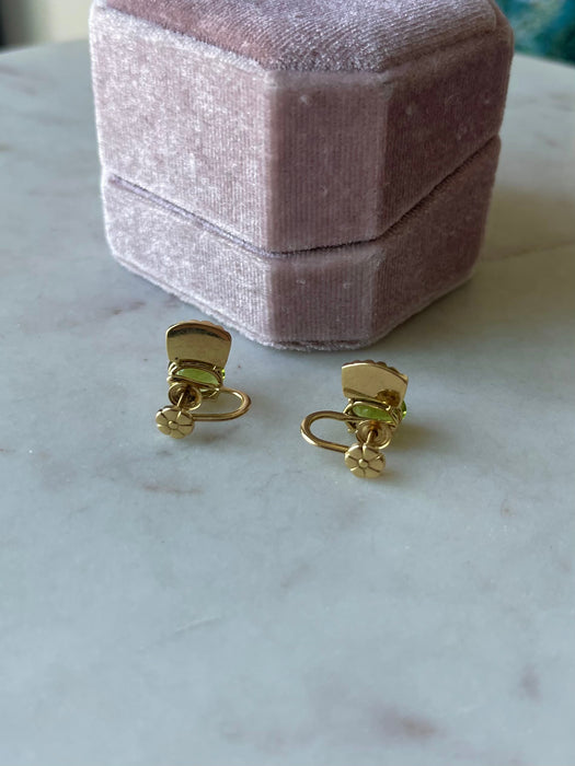 14k Screw-on Peridot Earrings