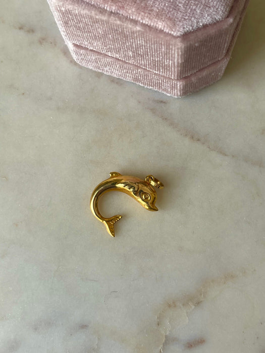 14k Puffy Dolphin Pendant