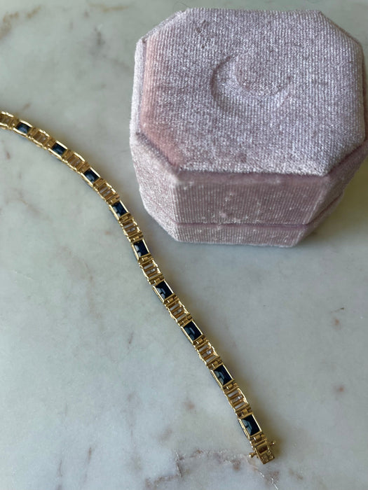 10k Blue Sapphire and Diamond Bracelet