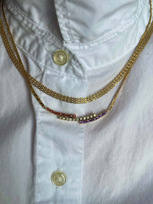 14k Diamond, Garnet and Amethyst Necklace