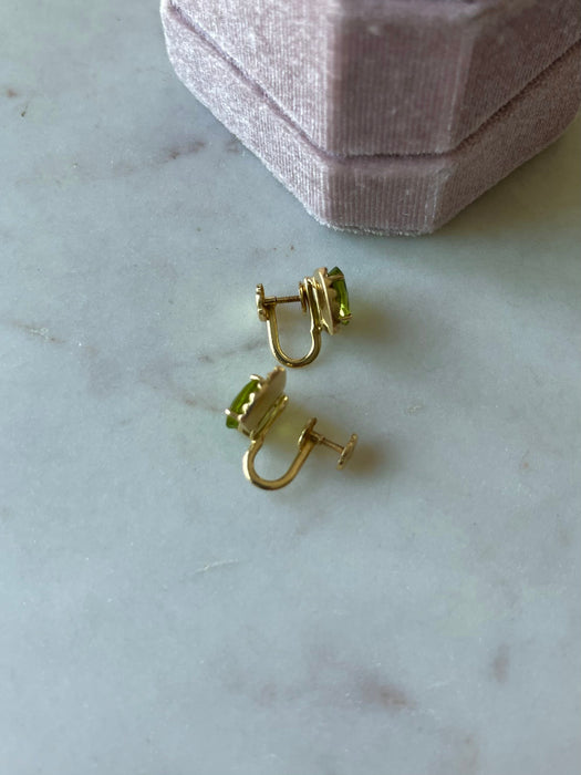 14k Screw-on Peridot Earrings