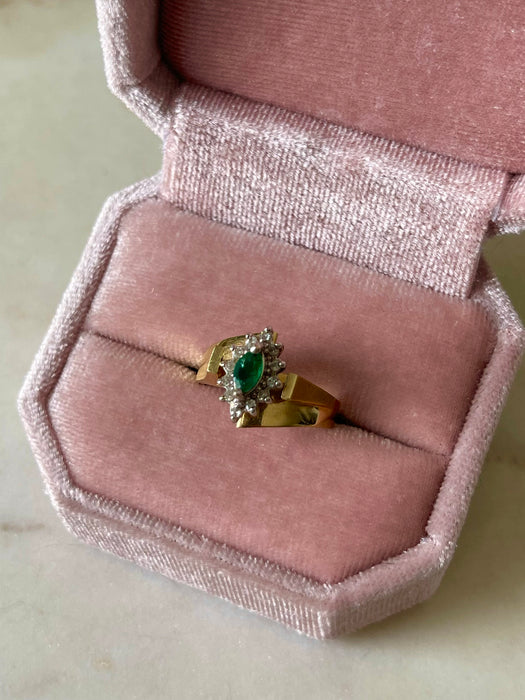 14k Emerald and Diamond Ring