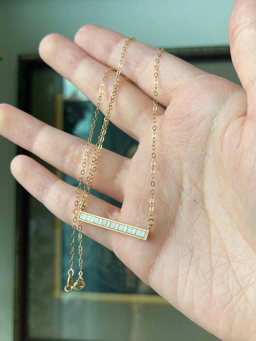 14k Sparkle Resin Bar Necklace