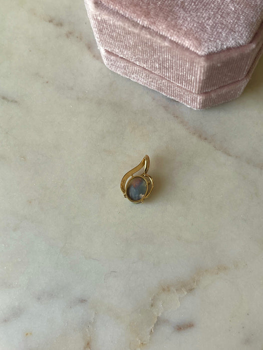 14k Blue Opal Pendant