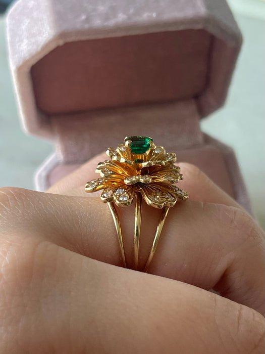 14k Emerald and Diamond Ring