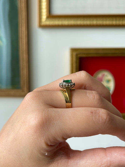 14k Emerald and Diamond Ring