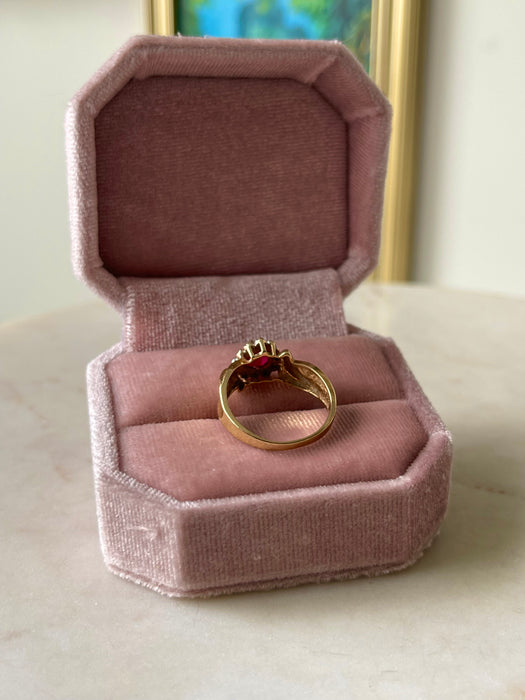 10k Heart Shaped Ruby and Diamond Ring