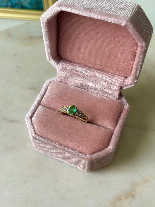 14k Diamond and Emerald Ring