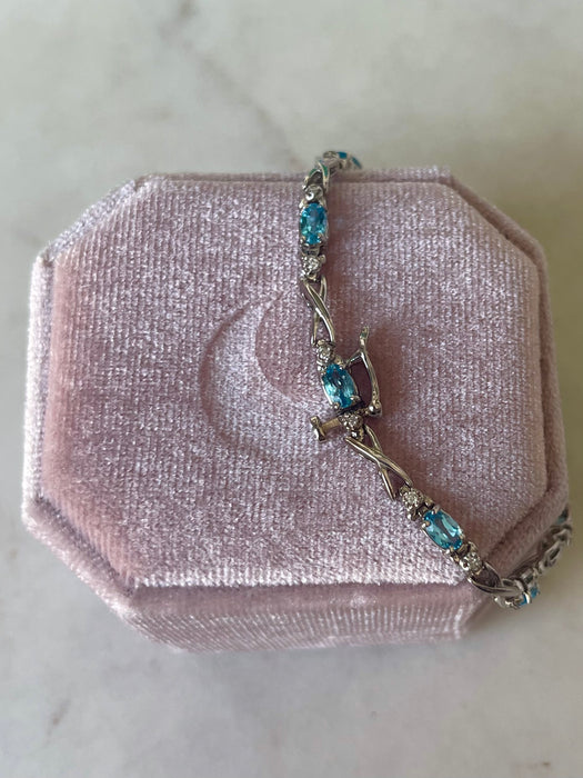 14k WG Aquamarine and Diamond Bracelet