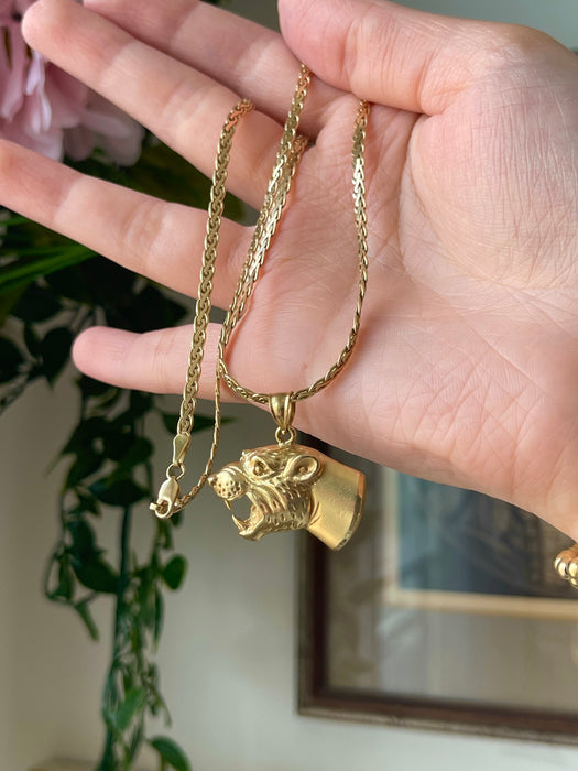 14k Panther Head Pendant