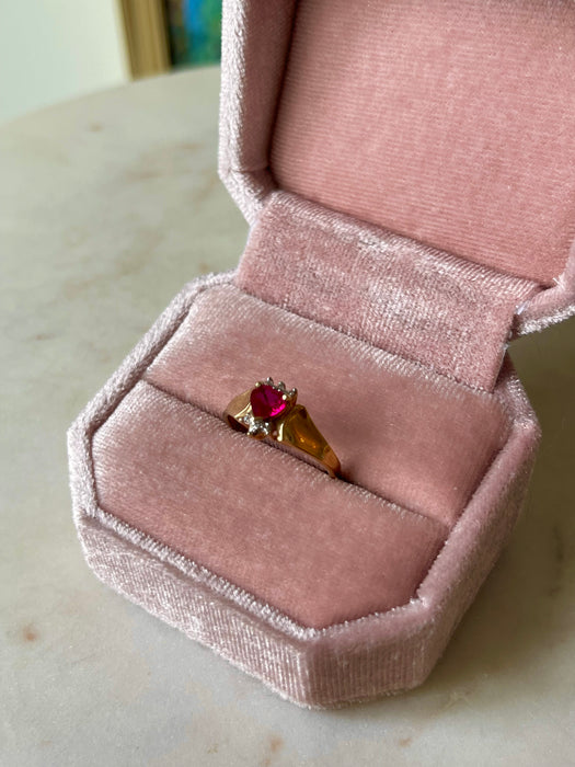 10k Ruby and Diamond Heart Ring