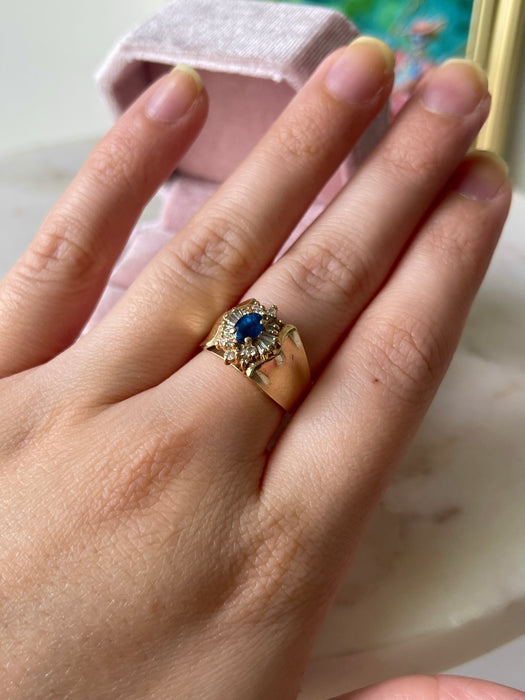 14k Blue Sapphire and Diamond Ring