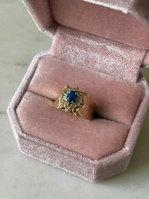 14k Blue Sapphire and Diamond Ring