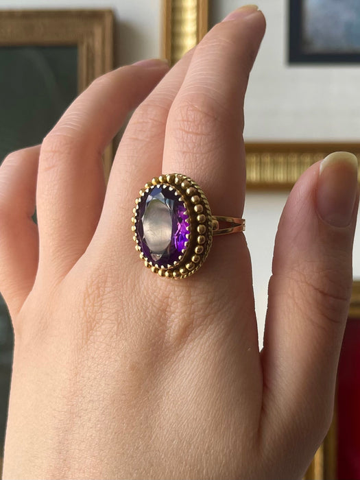 14k Chunky Amethyst Ring