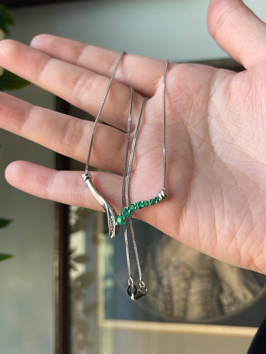 10k WG Emerald and Diamond Necklace